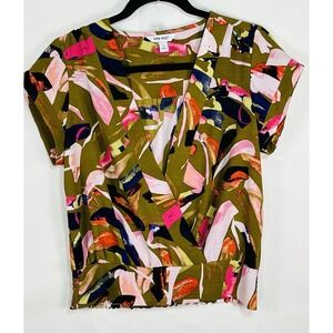 Nine West Abstract Dolman Surplice Criss Cross Blouse Size Small Women's EUC